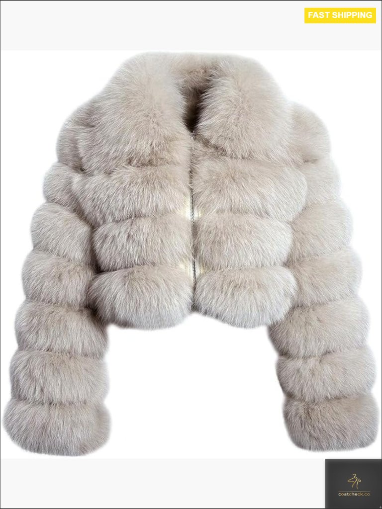 Fluffy Faux Fur Crop Jacket Zip Up Winter Warm Teddy Coat Puffer